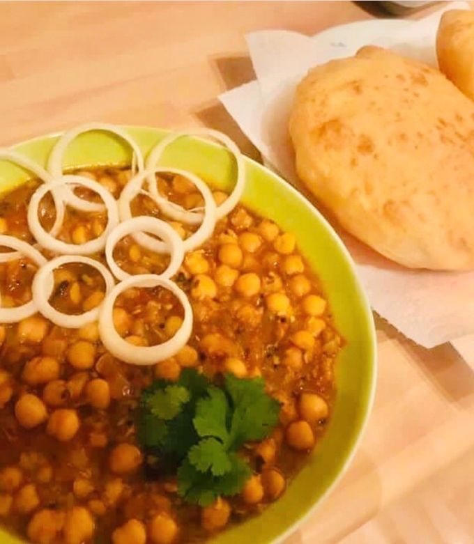 Authentic Chhole Bhature served hot at Mad Mirchi.